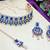 Blue rose gold premium designer american diamond and stone work necklace set