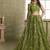 Green Net Embroidered & Thread Work Semi Stitched Lehenga Choli