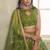 Green Net Embroidered & Thread Work Semi Stitched Lehenga Choli