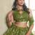 Green Net Embroidered & Thread Work Semi Stitched Lehenga Choli