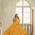 Yellow Net Embroidered & Thread Work Semi Stitched Lehenga Choli