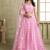 Pink Net Embroidered & Thread Work Semi Stitched Lehenga Choli