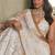 Off White Net Embroidered & Thread Work Semi Stitched Lehenga Choli