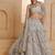 Grey Net Embroidered & Thread Work Semi Stitched Lehenga Choli