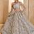Grey Net Embroidered & Thread Work Semi Stitched Lehenga Choli