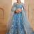 Blue Net Embroidered & Thread Work Semi Stitched Lehenga Choli