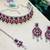 Maroon rhodium premium designer american diamond and stone work necklace set