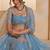 Blue Net Embroidered & Thread Work Semi Stitched Lehenga Choli