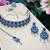 Blue rhodium premium designer american diamond and stone work necklace set
