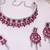 Pink rhodium premium designer american diamond and stone work necklace set