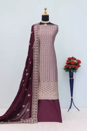 Light Purple Premium Daimond Vichitra Silk Salwar Suit