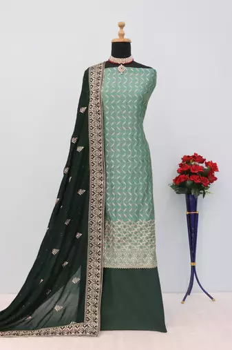 Light Green Premium Daimond Vichitra Silk Salwar Suit