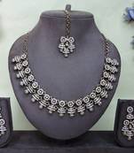 White yellow gold premium designer american diamond and stone work necklace set
