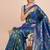 blue copper zari work silk blend saree with blouse
