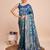 blue copper zari work silk blend saree with blouse