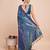 blue copper zari work silk blend saree with blouse