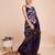 navy blue copper zari work silk blend saree with blouse