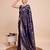 navy blue copper zari work silk blend saree with blouse