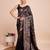 black copper zari work silk blend saree with blouse