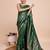 green copper zari work silk blend saree with blouse