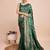 green copper zari work silk blend saree with blouse