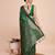green copper zari work silk blend saree with blouse