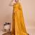 yellow copper zari work silk blend saree with blouse