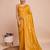 yellow copper zari work silk blend saree with blouse
