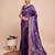 purple copper zari work silk blend saree with blouse