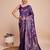 purple copper zari work silk blend saree with blouse