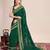 green flroal embroidery vichitra silk saree with blouse