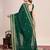 green flroal embroidery vichitra silk saree with blouse