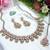 Pink yellow gold premium designer american diamond and stone work necklace set