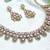 Pink yellow gold premium designer american diamond and stone work necklace set
