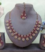 Purple yellow gold premium designer american diamond and stone work necklace set