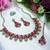 Pink yellow gold premium designer american diamond and stone work necklace set