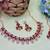 Maroon rose gold premium designer american diamond and stone work necklace set