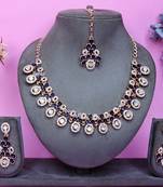 Blue rose gold premium designer american diamond and stone work necklace set