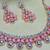 Green rose gold premium designer american diamond and stone work necklace set