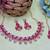 Pink rose gold premium designer american diamond and stone work necklace set