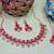 Red rose gold premium designer american diamond and stone work necklace set