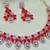 Red rose gold premium designer american diamond and stone work necklace set