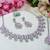 Pink rhodium premium designer american diamond and stone work necklace set
