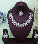 White yellow gold premium designer american diamond and stone work necklace set
