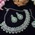 Green rhodium premium designer american diamond and stone work necklace set