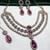 Purple yellow gold premium designer american diamond and stone work necklace set