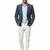 Navy blue textured melange knit notch lapel blazer