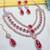 Pink rose gold premium designer american diamond and stone work necklace set