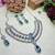 Green rhodium premium designer american diamond and stone work necklace set