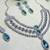 Green rhodium premium designer american diamond and stone work necklace set
